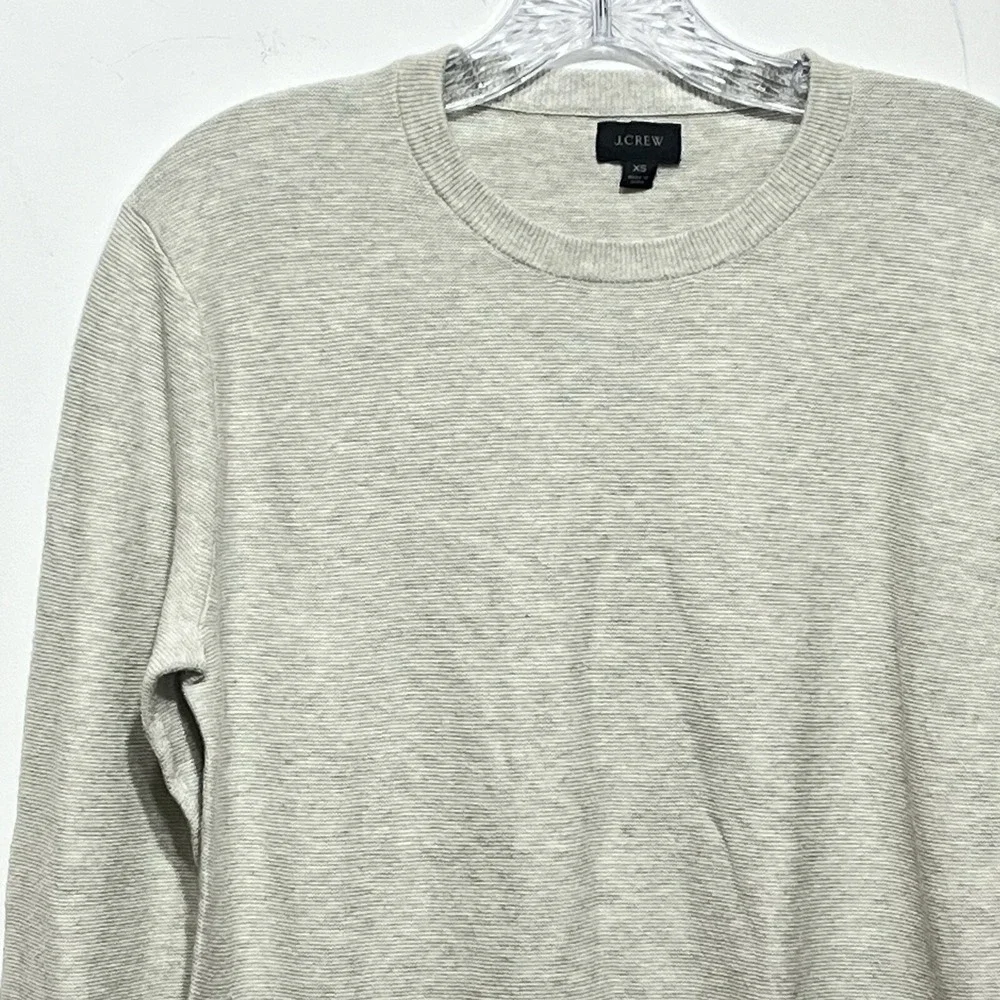 J‎ Crew Mens Light Gray Heathered Textured Crewneck Sweater XS 100% Cotton